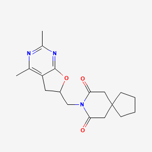 molecular formula C18H23N3O3 B5640311 8-[(2,4-dimethyl-5,6-dihydrofuro[2,3-d]pyrimidin-6-yl)methyl]-8-azaspiro[4.5]decane-7,9-dione 