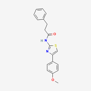 molecular formula C19H18N2O2S B5640341 N-[4-(4-methoxyphenyl)-1,3-thiazol-2-yl]-3-phenylpropanamide 