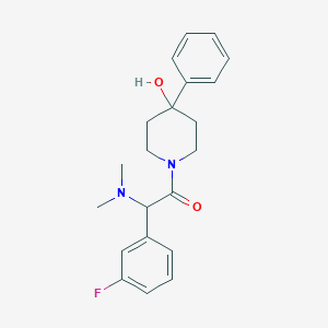 molecular formula C21H25FN2O2 B5640384 1-[(dimethylamino)(3-fluorophenyl)acetyl]-4-phenyl-4-piperidinol 