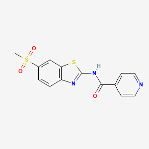 molecular formula C14H11N3O3S2 B5640396 N-[6-(methylsulfonyl)-1,3-benzothiazol-2-yl]isonicotinamide 
