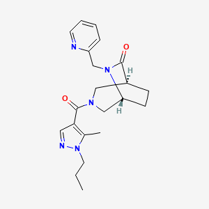 molecular formula C21H27N5O2 B5640407 (1S*,5R*)-3-[(5-methyl-1-propyl-1H-pyrazol-4-yl)carbonyl]-6-(pyridin-2-ylmethyl)-3,6-diazabicyclo[3.2.2]nonan-7-one 