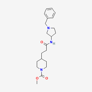 molecular formula C21H31N3O3 B5640448 methyl 4-{3-[(1-benzylpyrrolidin-3-yl)amino]-3-oxopropyl}piperidine-1-carboxylate 