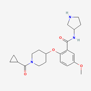 molecular formula C21H29N3O4 B5640456 2-{[1-(cyclopropylcarbonyl)-4-piperidinyl]oxy}-5-methoxy-N-3-pyrrolidinylbenzamide hydrochloride 