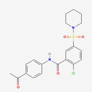 molecular formula C20H21ClN2O4S B5640464 N-(4-acetylphenyl)-2-chloro-5-(1-piperidinylsulfonyl)benzamide 