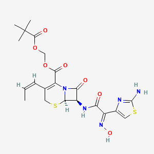 2,2-dimethylpropanoyloxymethyl (6R,7R)-7-[[(2E)-2-(2-amino-1,3-thiazol-4-yl)-2-hydroxyiminoacetyl]amino]-8-oxo-3-[(Z)-prop-1-enyl]-5-thia-1-azabicyclo[4.2.0]oct-2-ene-2-carboxylate