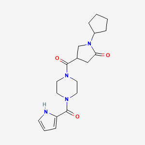 molecular formula C19H26N4O3 B5640520 1-cyclopentyl-4-{[4-(1H-pyrrol-2-ylcarbonyl)-1-piperazinyl]carbonyl}-2-pyrrolidinone 