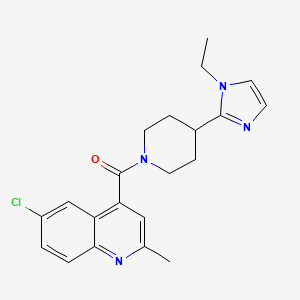 molecular formula C21H23ClN4O B5640536 6-chloro-4-{[4-(1-ethyl-1H-imidazol-2-yl)-1-piperidinyl]carbonyl}-2-methylquinoline 