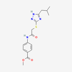 molecular formula C16H20N4O3S B5640649 methyl 4-({[(5-isobutyl-4H-1,2,4-triazol-3-yl)thio]acetyl}amino)benzoate 