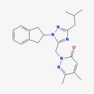 molecular formula C22H27N5O B5640730 2-{[1-(2,3-dihydro-1H-inden-2-yl)-3-isobutyl-1H-1,2,4-triazol-5-yl]methyl}-5,6-dimethylpyridazin-3(2H)-one 