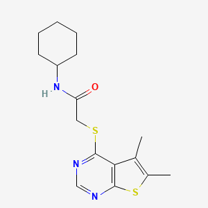 molecular formula C16H21N3OS2 B5640733 N-cyclohexyl-2-[(5,6-dimethylthieno[2,3-d]pyrimidin-4-yl)thio]acetamide 