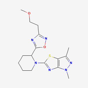 molecular formula C16H22N6O2S B5640738 5-{2-[3-(2-methoxyethyl)-1,2,4-oxadiazol-5-yl]piperidin-1-yl}-1,3-dimethyl-1H-pyrazolo[3,4-d][1,3]thiazole 