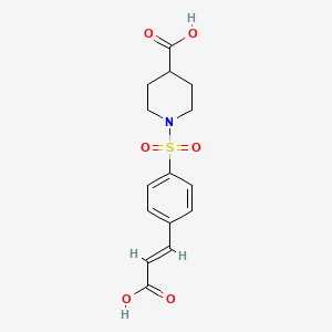 molecular formula C15H17NO6S B5640745 1-{[4-(2-carboxyvinyl)phenyl]sulfonyl}-4-piperidinecarboxylic acid 