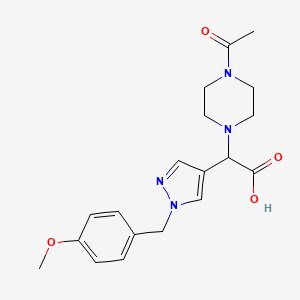 molecular formula C19H24N4O4 B5640773 (4-acetylpiperazin-1-yl)[1-(4-methoxybenzyl)-1H-pyrazol-4-yl]acetic acid 