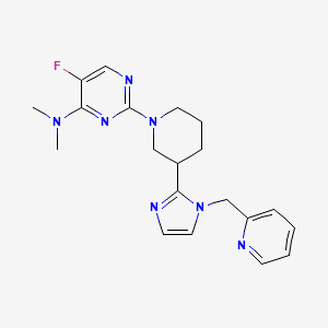 molecular formula C20H24FN7 B5640780 5-fluoro-N,N-dimethyl-2-{3-[1-(pyridin-2-ylmethyl)-1H-imidazol-2-yl]piperidin-1-yl}pyrimidin-4-amine 