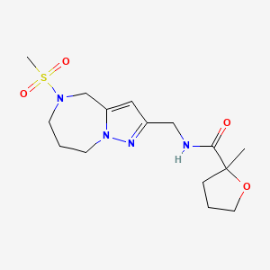 molecular formula C15H24N4O4S B5640865 2-methyl-N-{[5-(methylsulfonyl)-5,6,7,8-tetrahydro-4H-pyrazolo[1,5-a][1,4]diazepin-2-yl]methyl}tetrahydrofuran-2-carboxamide 
