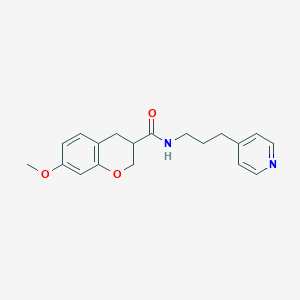 molecular formula C19H22N2O3 B5640896 7-methoxy-N-(3-pyridin-4-ylpropyl)chromane-3-carboxamide 