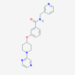 molecular formula C22H23N5O2 B5640914 3-[(1-pyrazin-2-ylpiperidin-4-yl)oxy]-N-(pyridin-3-ylmethyl)benzamide 