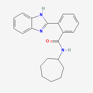 molecular formula C21H23N3O B5640933 2-(1H-benzimidazol-2-yl)-N-cycloheptylbenzamide 
