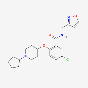 molecular formula C21H26ClN3O3 B5640966 5-chloro-2-[(1-cyclopentylpiperidin-4-yl)oxy]-N-(isoxazol-3-ylmethyl)benzamide 