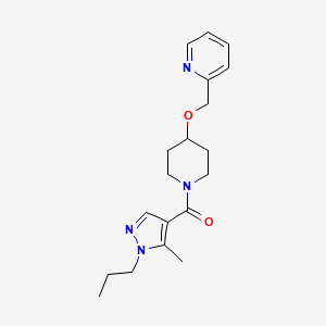 molecular formula C19H26N4O2 B5641017 2-[({1-[(5-methyl-1-propyl-1H-pyrazol-4-yl)carbonyl]-4-piperidinyl}oxy)methyl]pyridine 