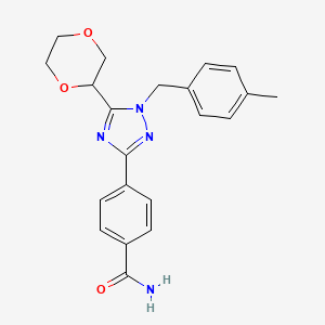 molecular formula C21H22N4O3 B5641064 4-[5-(1,4-dioxan-2-yl)-1-(4-methylbenzyl)-1H-1,2,4-triazol-3-yl]benzamide 