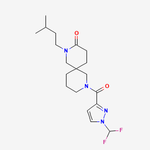 molecular formula C19H28F2N4O2 B5641213 8-{[1-(difluoromethyl)-1H-pyrazol-3-yl]carbonyl}-2-(3-methylbutyl)-2,8-diazaspiro[5.5]undecan-3-one 