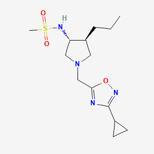 molecular formula C14H24N4O3S B5641251 N-{rel-(3R,4S)-1-[(3-cyclopropyl-1,2,4-oxadiazol-5-yl)methyl]-4-propyl-3-pyrrolidinyl}methanesulfonamide hydrochloride 