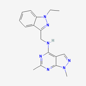 molecular formula C17H19N7 B5641312 N-[(1-ethyl-1H-indazol-3-yl)methyl]-1,6-dimethyl-1H-pyrazolo[3,4-d]pyrimidin-4-amine 
