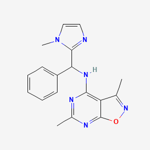 molecular formula C18H18N6O B5641328 3,6-dimethyl-N-[(1-methyl-1H-imidazol-2-yl)(phenyl)methyl]isoxazolo[5,4-d]pyrimidin-4-amine 