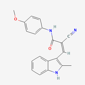 molecular formula C20H17N3O2 B5641336 2-cyano-N-(4-methoxyphenyl)-3-(2-methyl-1H-indol-3-yl)acrylamide 