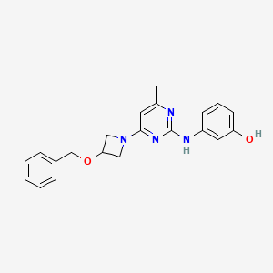 molecular formula C21H22N4O2 B5641366 3-({4-[3-(benzyloxy)azetidin-1-yl]-6-methylpyrimidin-2-yl}amino)phenol 