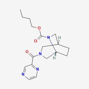 butyl (1S*,5R*)-3-(2-pyrazinylcarbonyl)-3,6-diazabicyclo[3.2.2]nonane-6-carboxylate