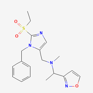 molecular formula C19H24N4O3S B5641386 N-{[1-benzyl-2-(ethylsulfonyl)-1H-imidazol-5-yl]methyl}-1-(3-isoxazolyl)-N-methylethanamine 