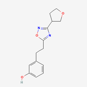 molecular formula C14H16N2O3 B5641401 3-{2-[3-(tetrahydrofuran-3-yl)-1,2,4-oxadiazol-5-yl]ethyl}phenol 