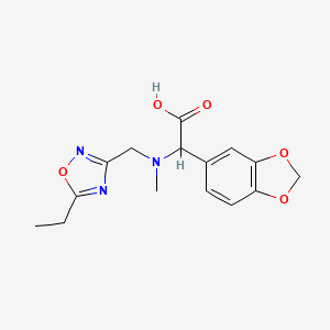 molecular formula C15H17N3O5 B5641409 1,3-benzodioxol-5-yl[[(5-ethyl-1,2,4-oxadiazol-3-yl)methyl](methyl)amino]acetic acid 