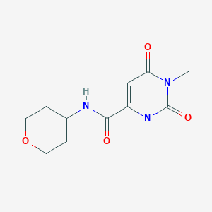 molecular formula C12H17N3O4 B5641424 1,3-dimethyl-2,6-dioxo-N-(tetrahydro-2H-pyran-4-yl)-1,2,3,6-tetrahydro-4-pyrimidinecarboxamide 