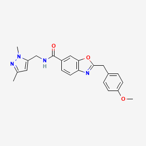 molecular formula C22H22N4O3 B5641443 N-[(1,3-dimethyl-1H-pyrazol-5-yl)methyl]-2-(4-methoxybenzyl)-1,3-benzoxazole-6-carboxamide 