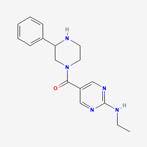 molecular formula C17H21N5O B5641451 N-ethyl-5-[(3-phenyl-1-piperazinyl)carbonyl]-2-pyrimidinamine hydrochloride 