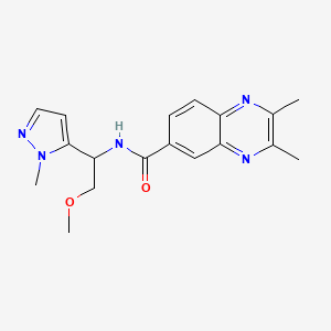 molecular formula C18H21N5O2 B5641479 N-[2-methoxy-1-(1-methyl-1H-pyrazol-5-yl)ethyl]-2,3-dimethyl-6-quinoxalinecarboxamide 