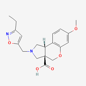 molecular formula C19H22N2O5 B5641499 (3aR*,9bR*)-2-[(3-ethylisoxazol-5-yl)methyl]-7-methoxy-1,2,3,9b-tetrahydrochromeno[3,4-c]pyrrole-3a(4H)-carboxylic acid 