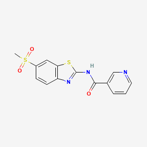 molecular formula C14H11N3O3S2 B5641530 N-[6-(methylsulfonyl)-1,3-benzothiazol-2-yl]nicotinamide 
