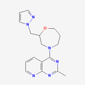 molecular formula C17H20N6O B5641536 2-methyl-4-[2-(1H-pyrazol-1-ylmethyl)-1,4-oxazepan-4-yl]pyrido[2,3-d]pyrimidine 