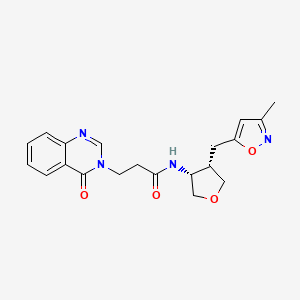 molecular formula C20H22N4O4 B5641639 N-{(3R*,4S*)-4-[(3-methylisoxazol-5-yl)methyl]tetrahydrofuran-3-yl}-3-(4-oxoquinazolin-3(4H)-yl)propanamide 