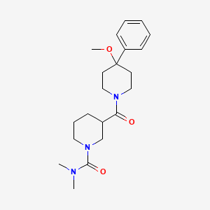 molecular formula C21H31N3O3 B5641652 3-[(4-methoxy-4-phenyl-1-piperidinyl)carbonyl]-N,N-dimethyl-1-piperidinecarboxamide 