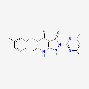 molecular formula C21H21N5O2 B5641679 2-(4,6-dimethyl-2-pyrimidinyl)-6-methyl-5-(3-methylbenzyl)-1H-pyrazolo[3,4-b]pyridine-3,4(2H,7H)-dione 