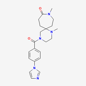 molecular formula C21H27N5O2 B5641683 4-[4-(1H-imidazol-1-yl)benzoyl]-1,9-dimethyl-1,4,9-triazaspiro[5.6]dodecan-10-one 