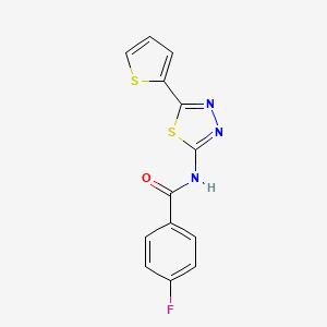 molecular formula C13H8FN3OS2 B5641690 4-fluoro-N-[5-(2-thienyl)-1,3,4-thiadiazol-2-yl]benzamide 