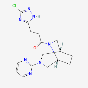 molecular formula C16H20ClN7O B5641721 (1S*,5R*)-6-[3-(3-chloro-1H-1,2,4-triazol-5-yl)propanoyl]-3-(2-pyrimidinyl)-3,6-diazabicyclo[3.2.2]nonane 