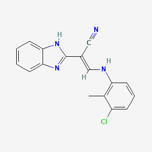 molecular formula C17H13ClN4 B5641752 2-(1H-benzimidazol-2-yl)-3-[(3-chloro-2-methylphenyl)amino]acrylonitrile 