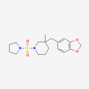 molecular formula C18H26N2O4S B5641771 3-(1,3-benzodioxol-5-ylmethyl)-3-methyl-1-(pyrrolidin-1-ylsulfonyl)piperidine 